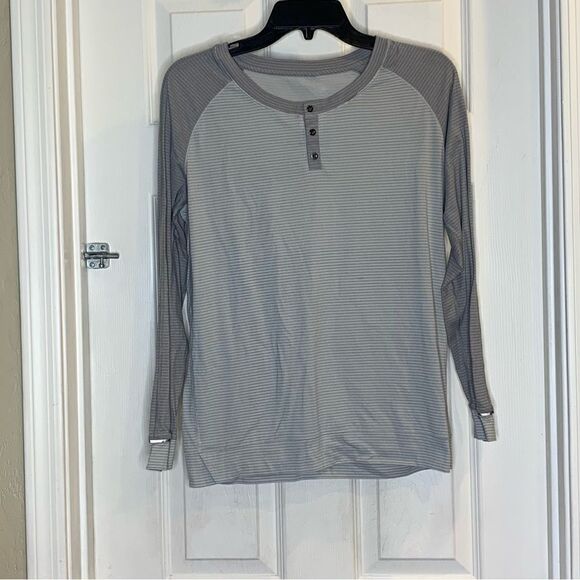 Lululemon Runamuck Long Sleeve Heathered Light Grey Heathered Size 12 - Picture 1 of 9